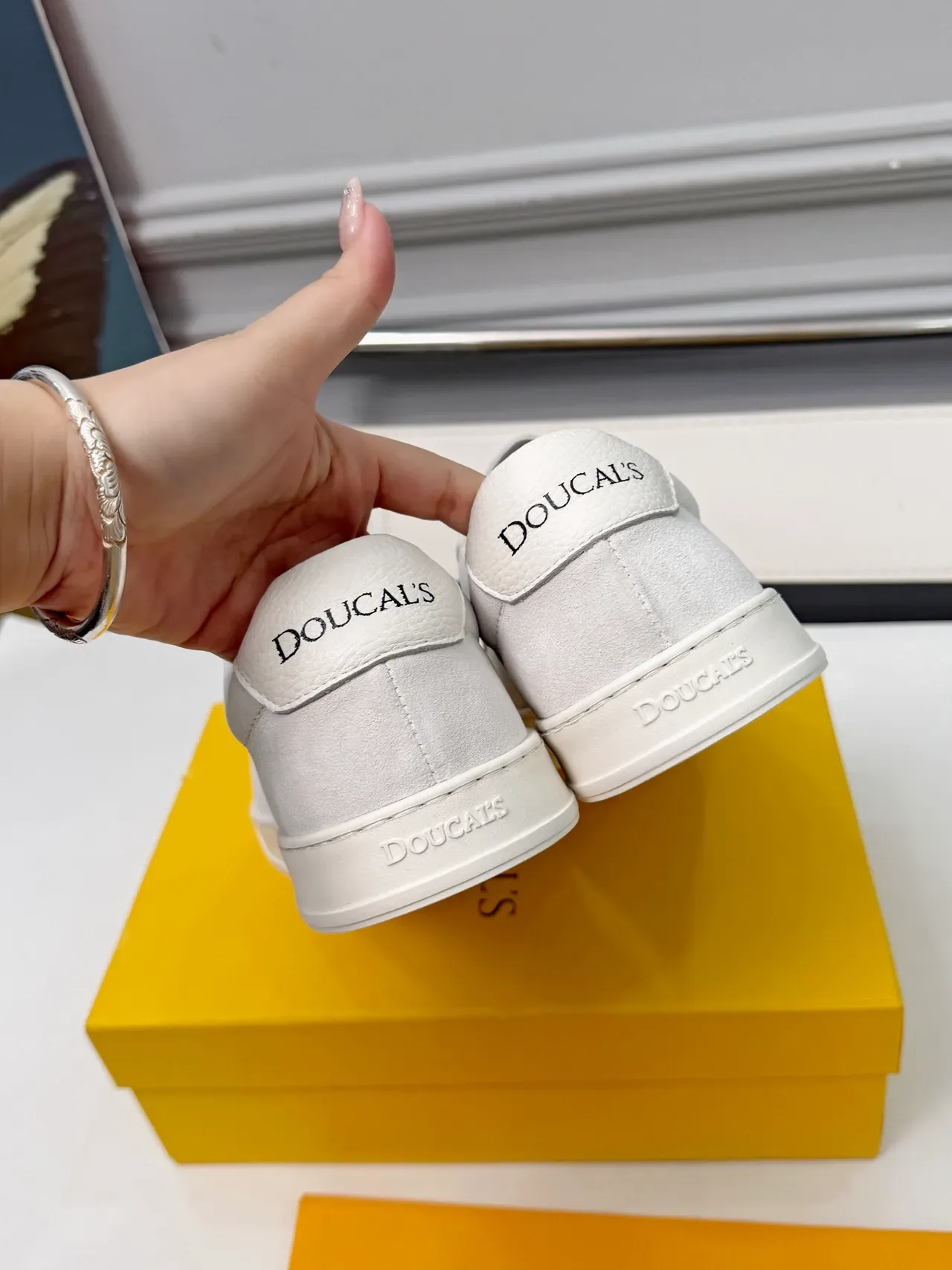 Doucal's Light Gray Suede Lifestyle Sneakers 3