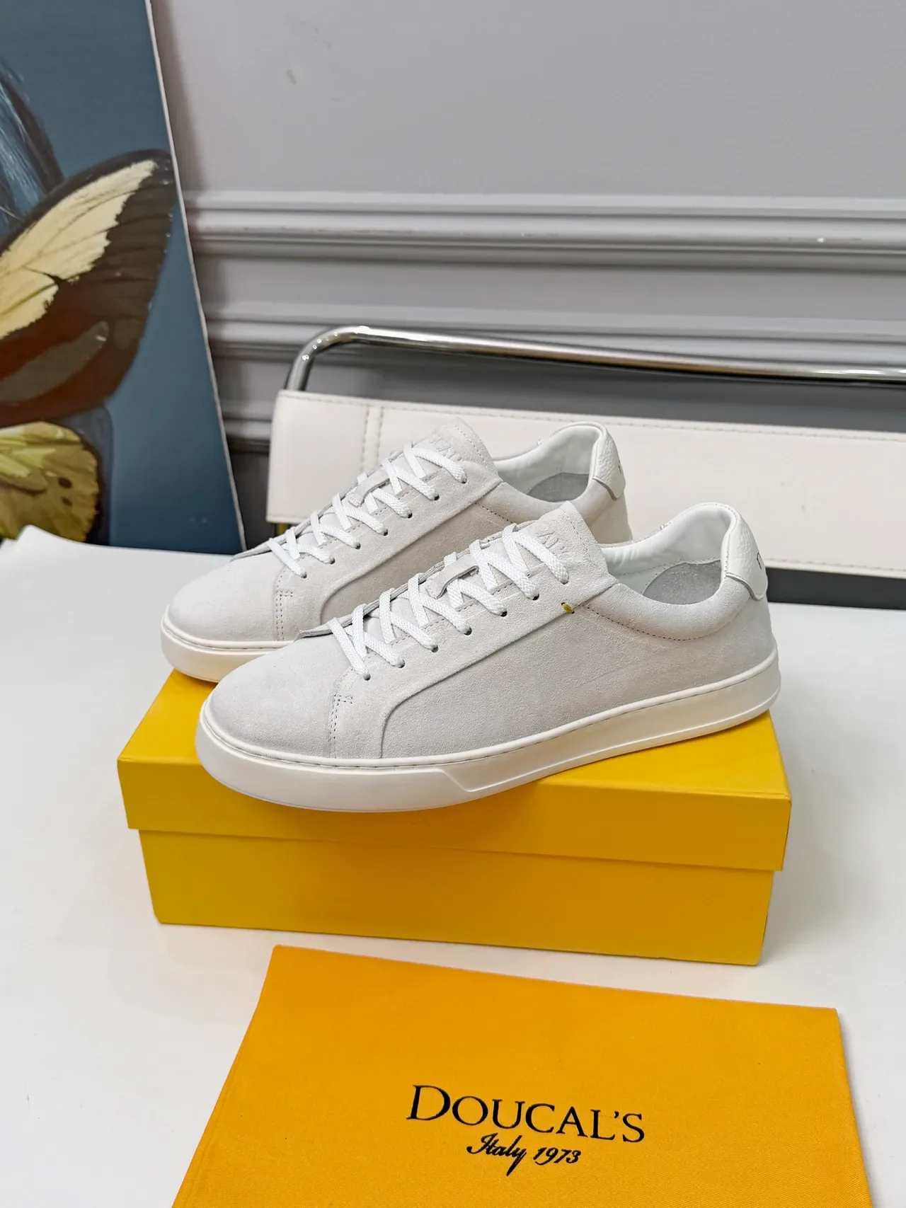Doucal's Light Gray Suede Lifestyle Sneakers 4