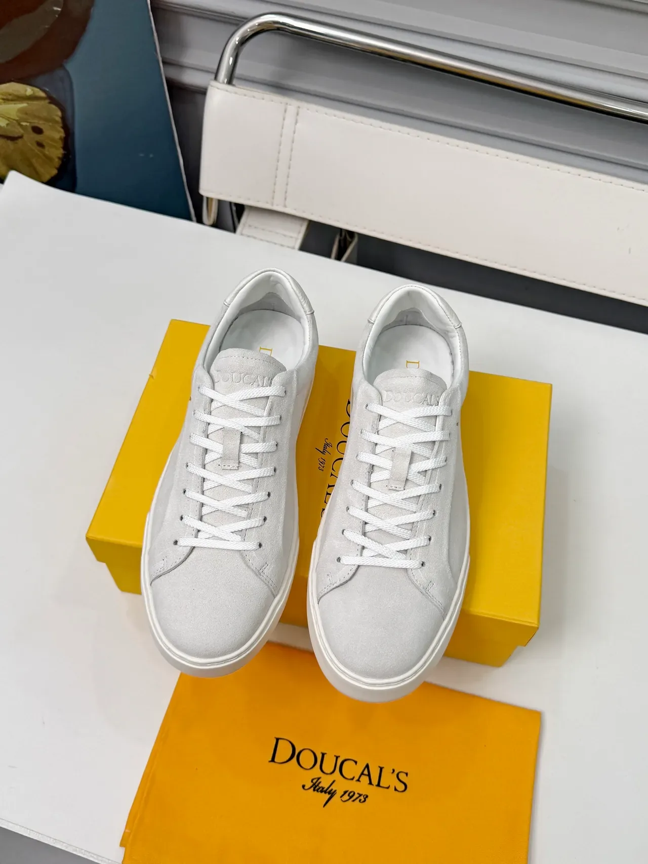 Doucal's Light Gray Suede Lifestyle Sneakers 5