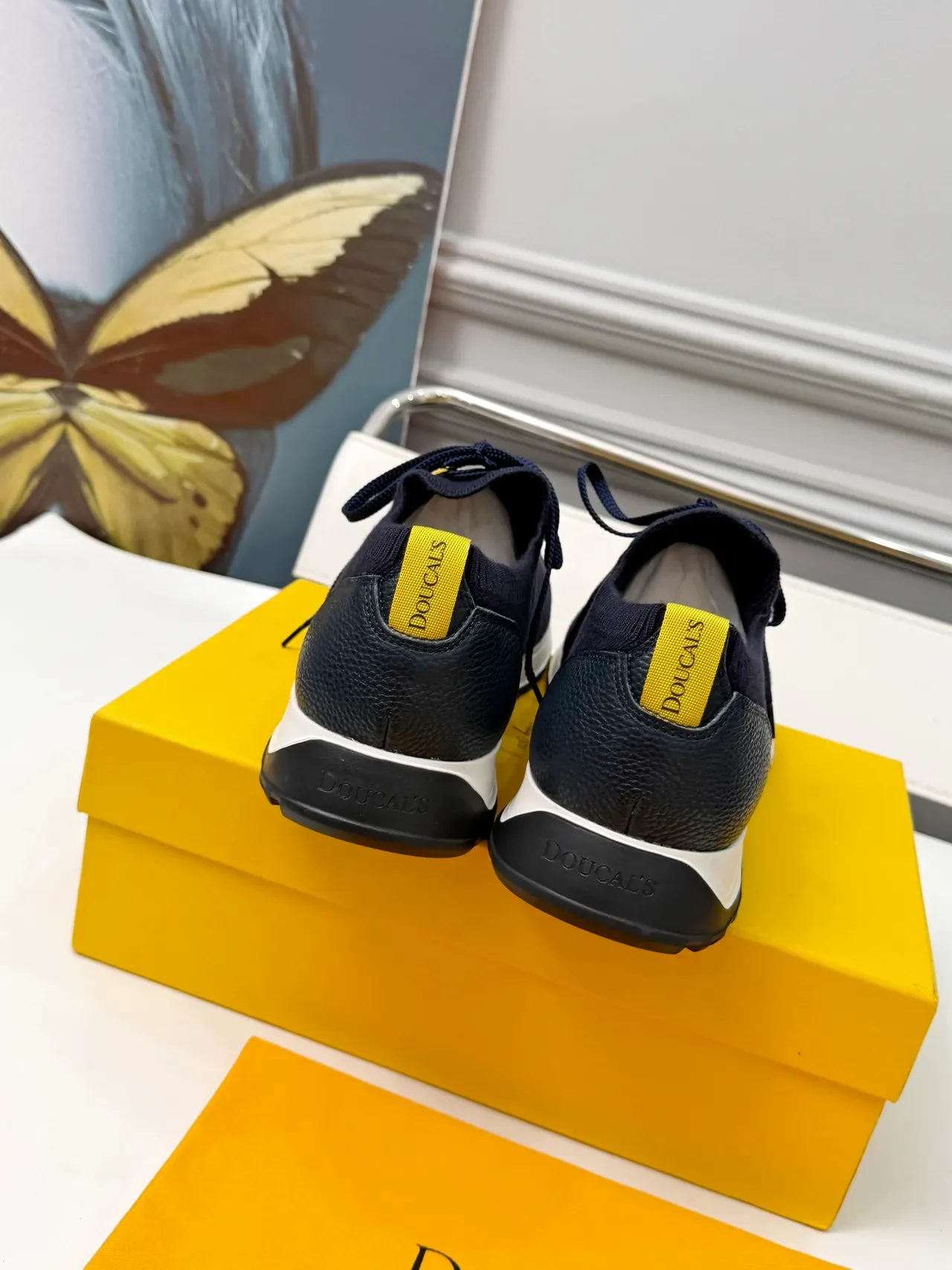 DOUCAL'S Navy Knit Lace-Up Lifestyle Sneakers 3