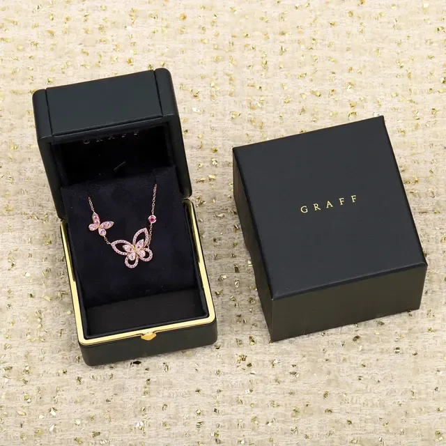 Dual Butterfly Pavé Pink Gemstone Rose-Gold Necklace 6