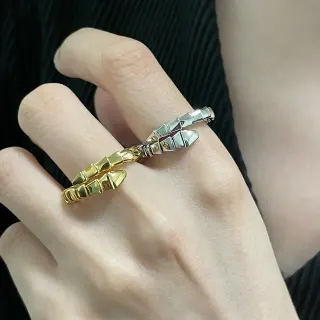 Dual-Tone Bamboo-Style Geometric Rings