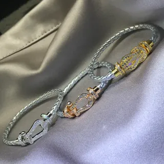 Pulseras de cordón trenzado bicolor con piedras pavé