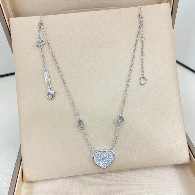 Dual-Tone Pavé Heart Pendant Layered Necklaces 4