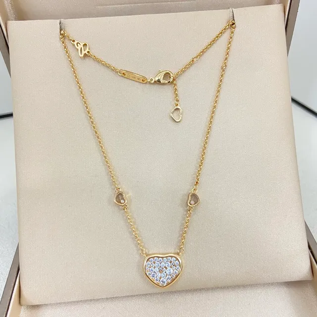 Dual-Tone Pavé Heart Pendant Layered Necklaces 5