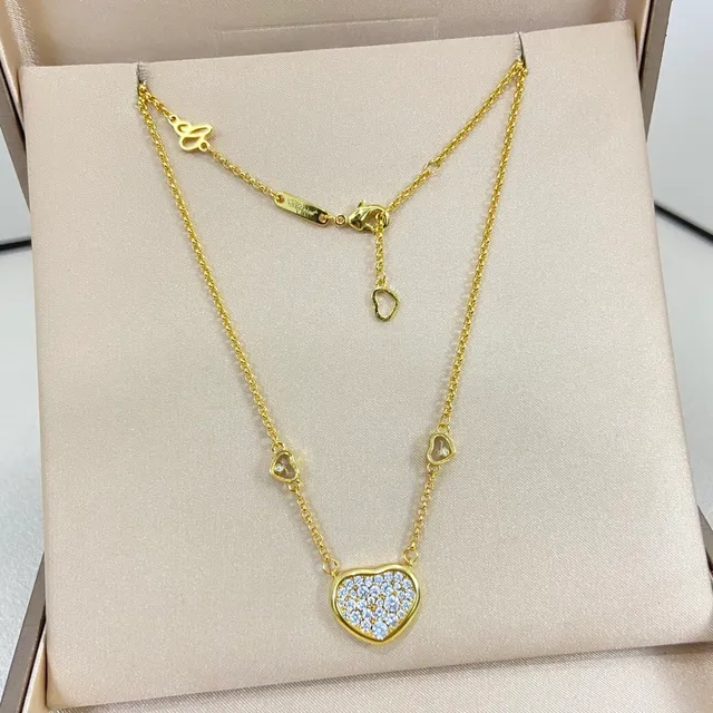 Dual-Tone Pavé Heart Pendant Layered Necklaces 6