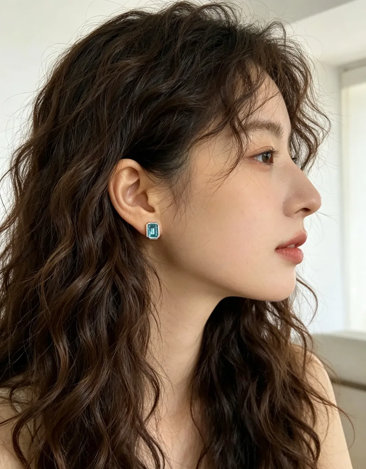 Emerald-Cut Blue Gemstone Stud Earrings 2