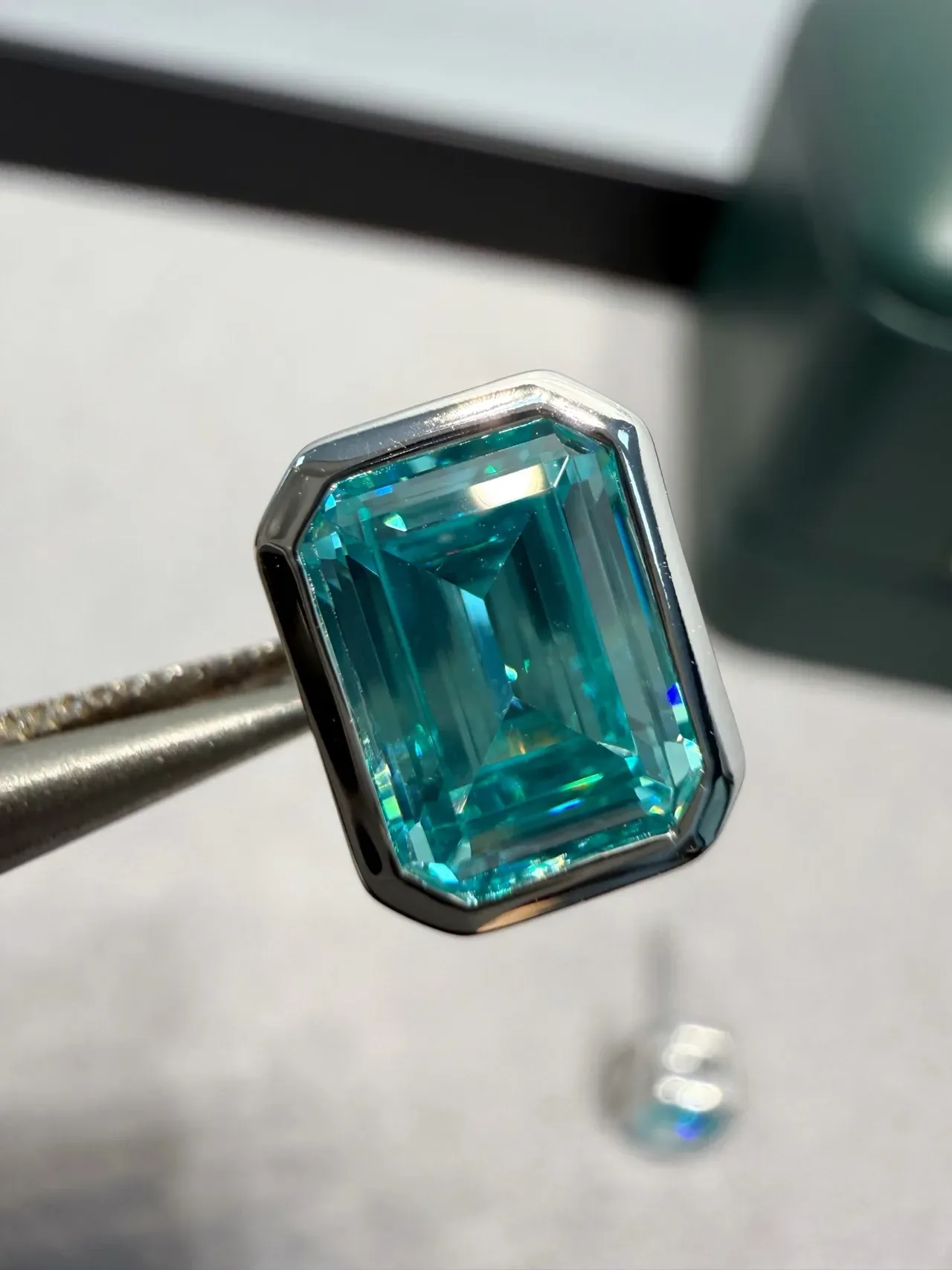 Emerald-Cut Blue Gemstone Stud Earrings 8
