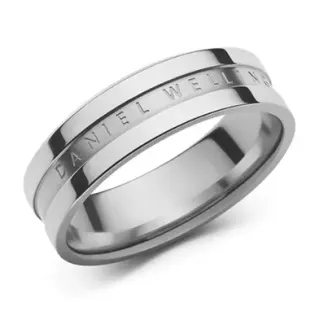 Engraved Polished Silver-Tone Dual-Tone Band Ring