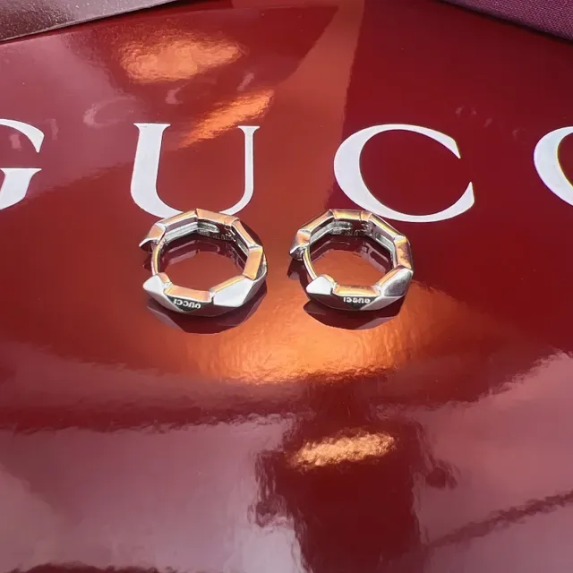 Faceted Octagonal Rose Gold Hoop Earrings 4