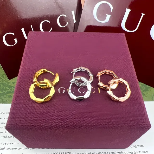 Faceted Octagonal Rose Gold Hoop Earrings 8