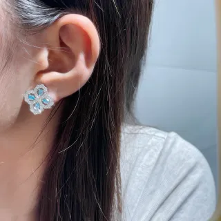 Flower-Shaped Paved-Stone Stud Earrings