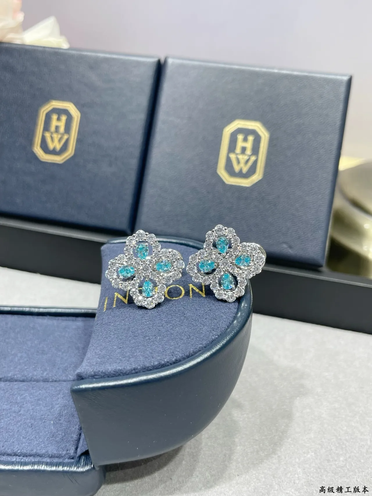 Flower-Shaped Paved-Stone Stud Earrings 3