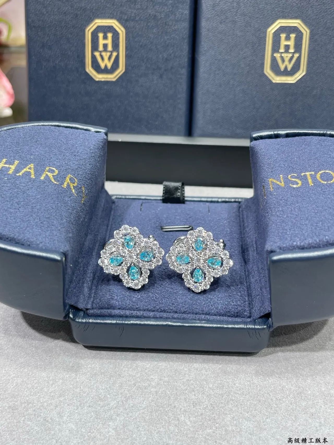 Flower-Shaped Paved-Stone Stud Earrings 9