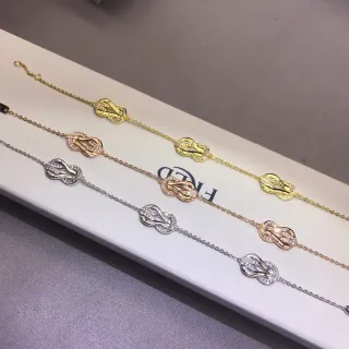 Fred Motivo Nudo Oro Plata Pavé-Set Cristal Cadena de eslabones finos Pulsera