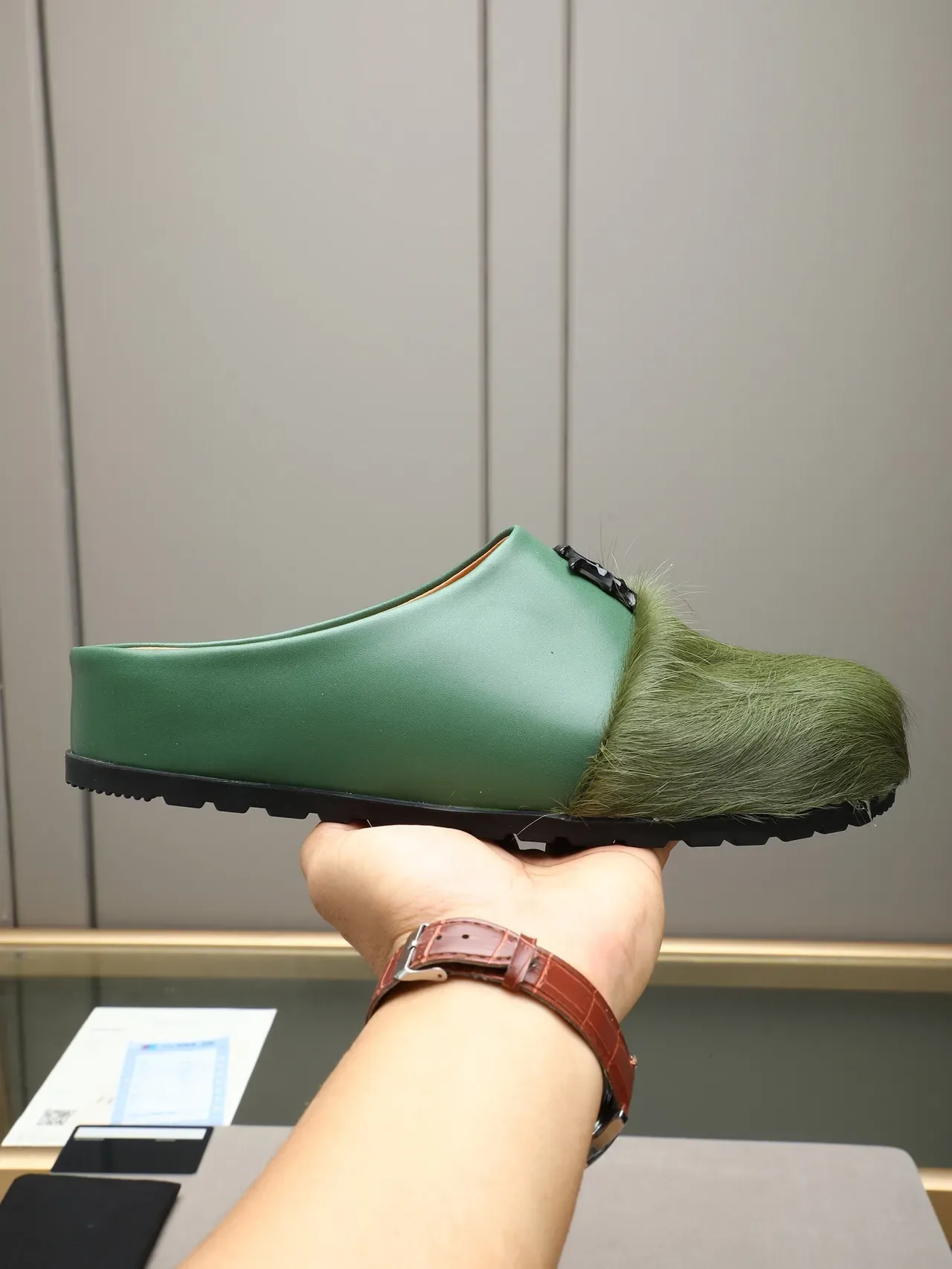 Fur-Trimmed Platform Slipper Mule Casual Shoes 10