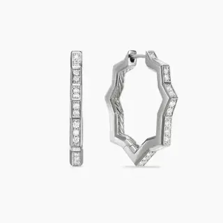 Geometric Faceted Pavé Hoop Earrings