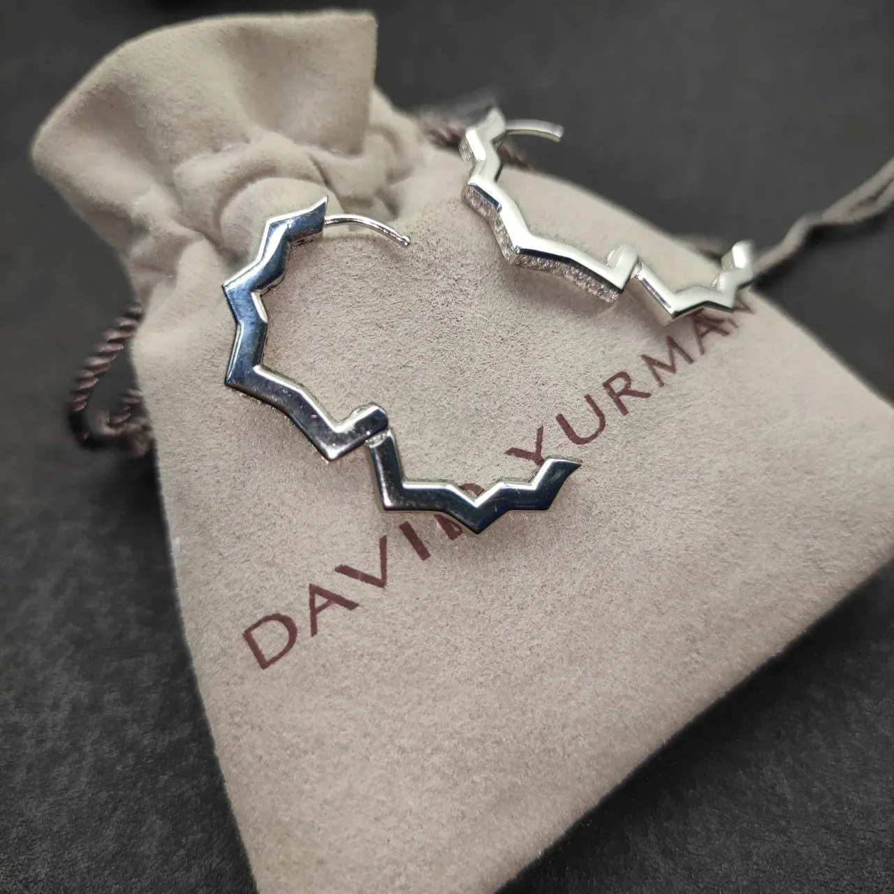 Geometric Faceted Pavé Hoop Earrings 4