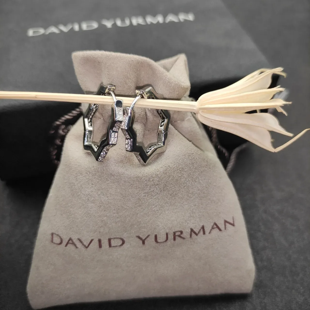 Geometric Faceted Pavé Hoop Earrings 5