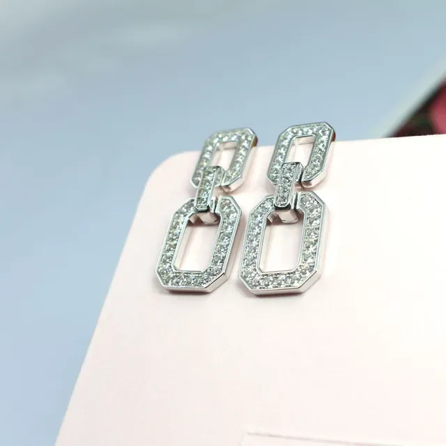 Geometric Linked Pavé Crystal Dangle Earrings 7
