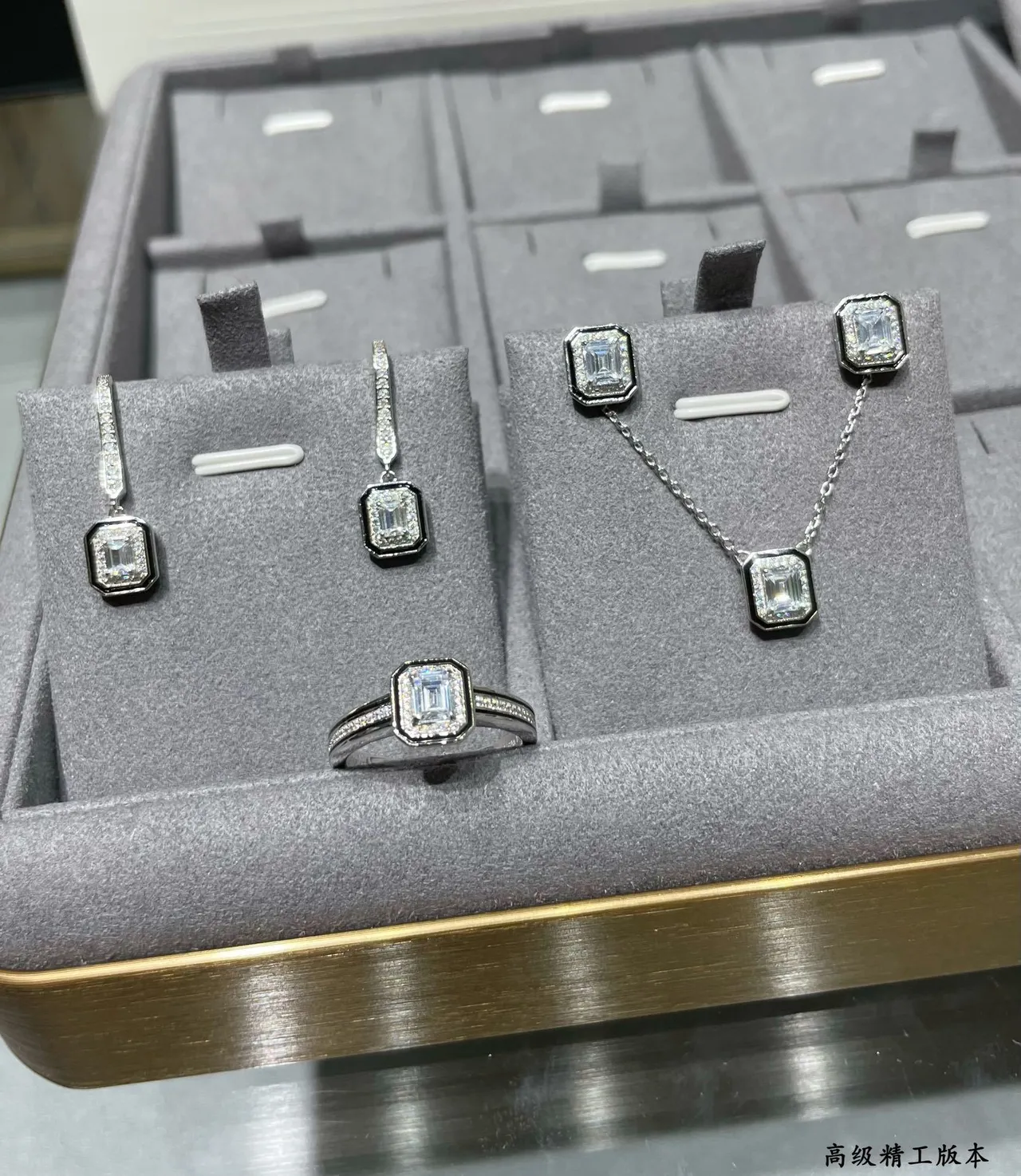 Geometric Octagonal Pavé Drop Earring 3