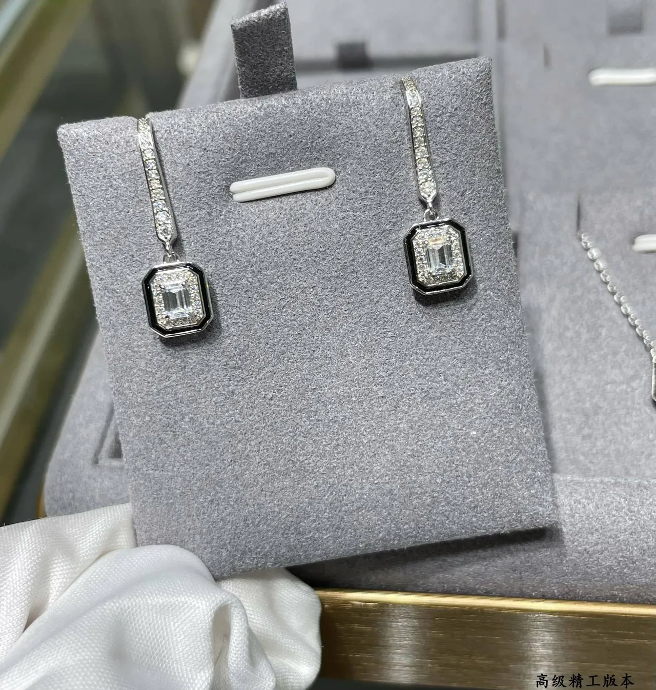 Geometric Octagonal Pavé Drop Earring 6