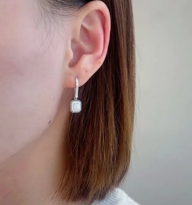 Geometric Octagonal Pavé Drop Earring 8