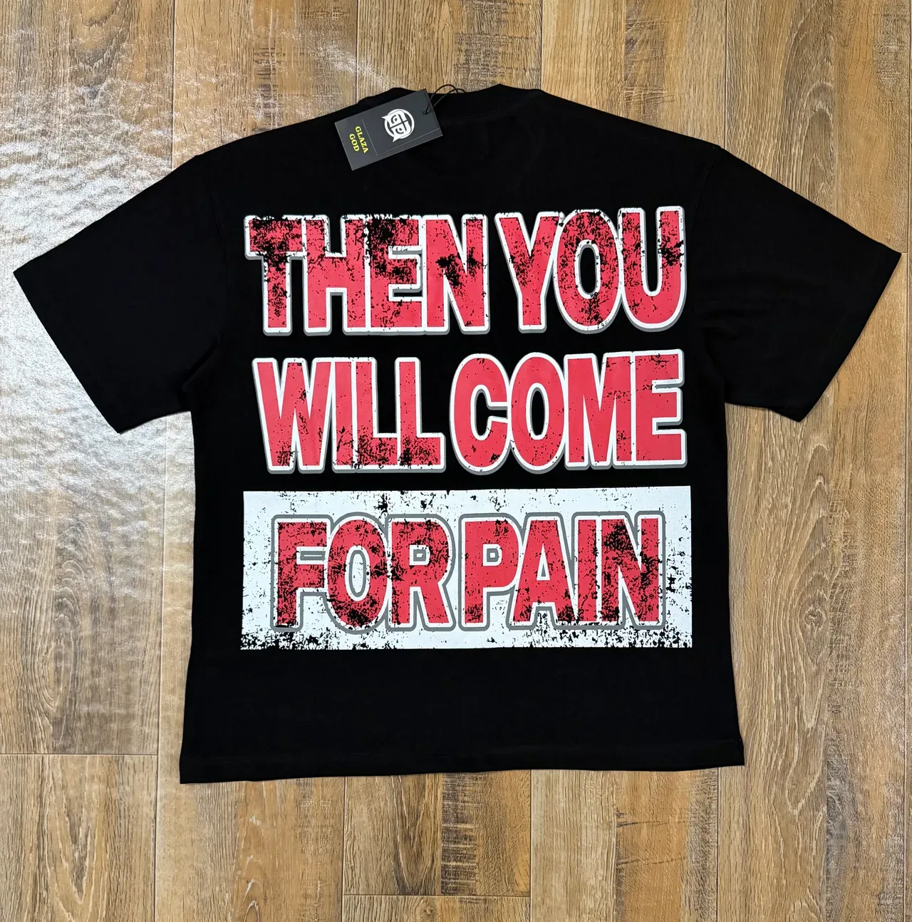 Glaza God Graphic Studded Print Black T-Shirt 2