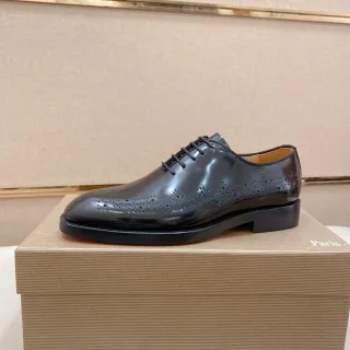 Glossy Black Full Brogue Wingtip Cap Toe Leather Brogues
