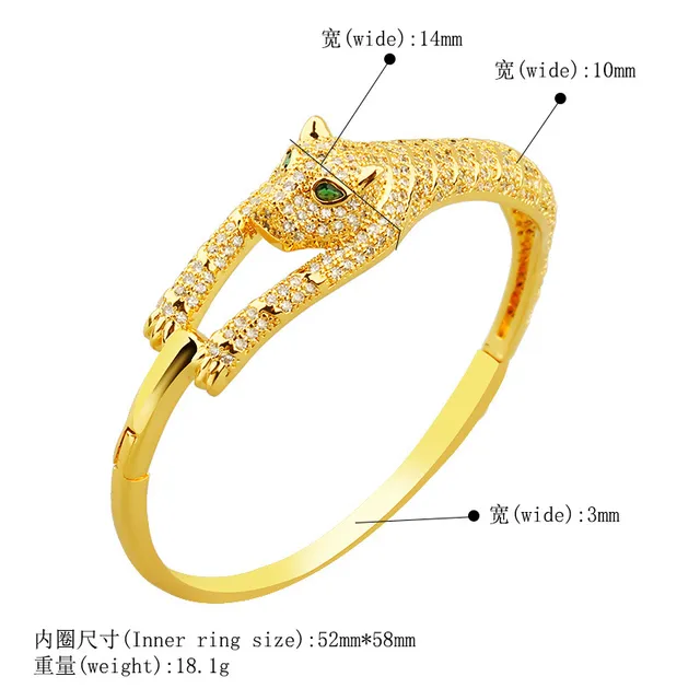 Gold and Silver Panther Head Pavé Crystal Hinged Bangle Bracelets 2