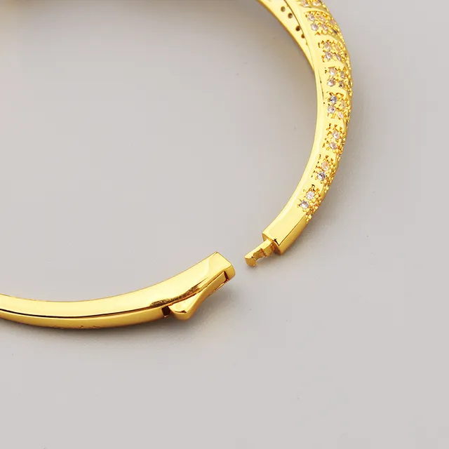 Gold and Silver Panther Head Pavé Crystal Hinged Bangle Bracelets 3