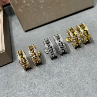 Gold and Silver Tone Pavé Crystal Pyramid Stud Hoop Earrings