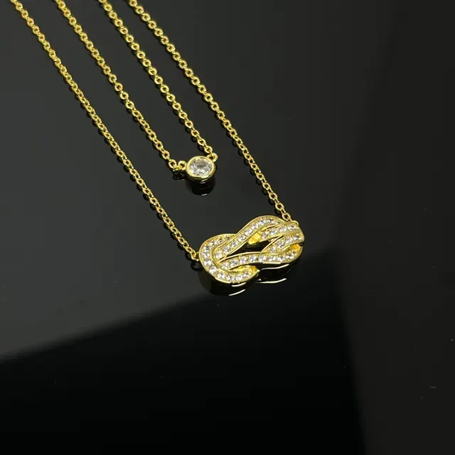 Gold and Silver Tone Pave Knot and Solitaire Stone Necklaces 2