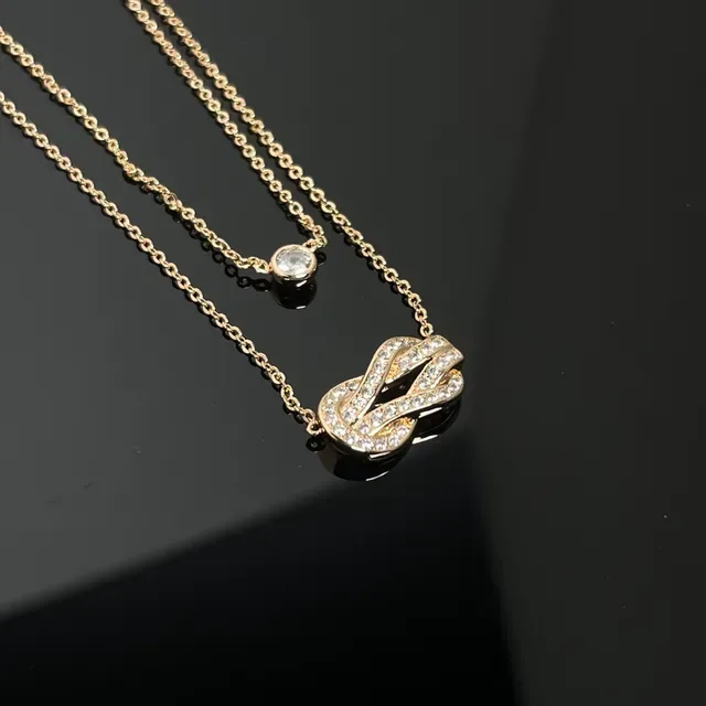 Gold and Silver Tone Pave Knot and Solitaire Stone Necklaces 3