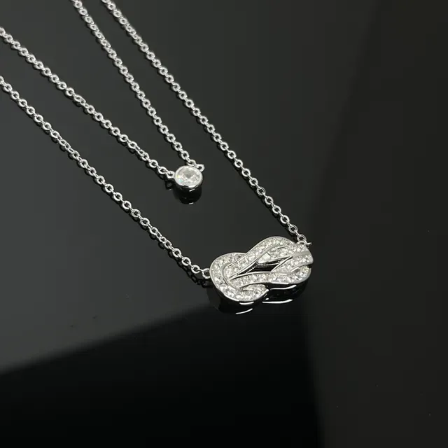 Gold and Silver Tone Pave Knot and Solitaire Stone Necklaces 4