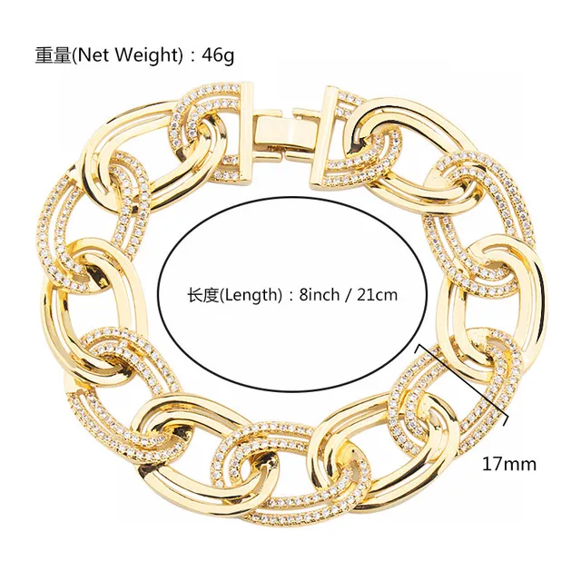 Gold and Silver Tone Pavé-Set Chunky Link Bracelets 2