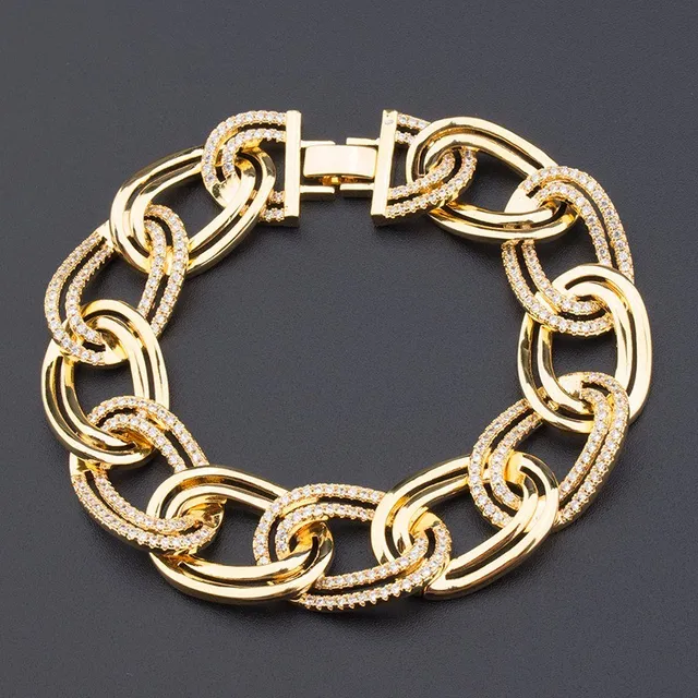 Gold and Silver Tone Pavé-Set Chunky Link Bracelets 5