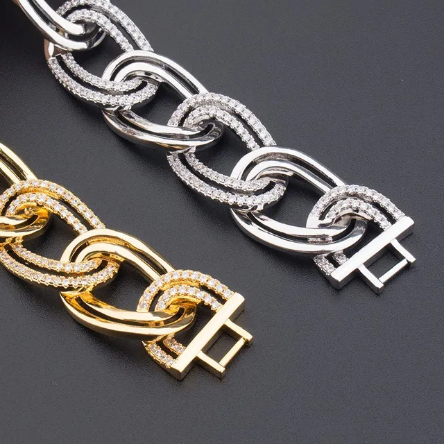 Gold and Silver Tone Pavé-Set Chunky Link Bracelets 6