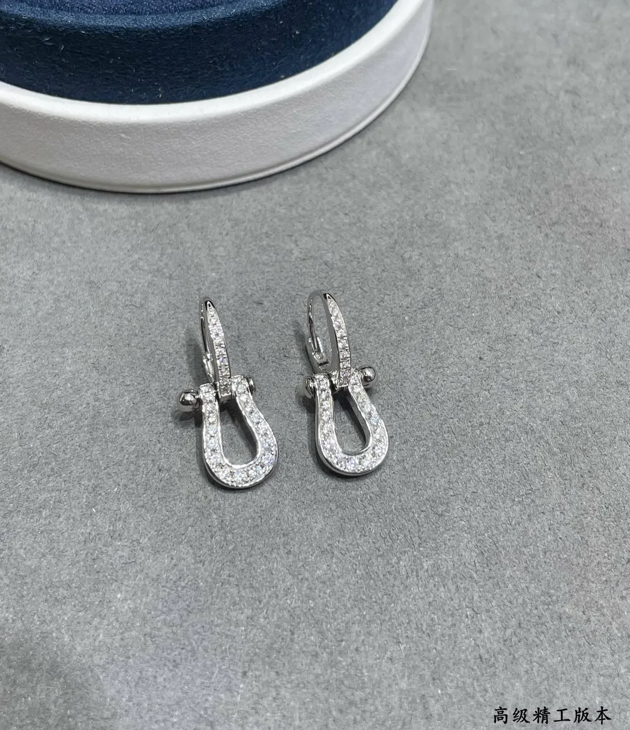 Gold and Silver Tone Pavé Shackle Earrings 2