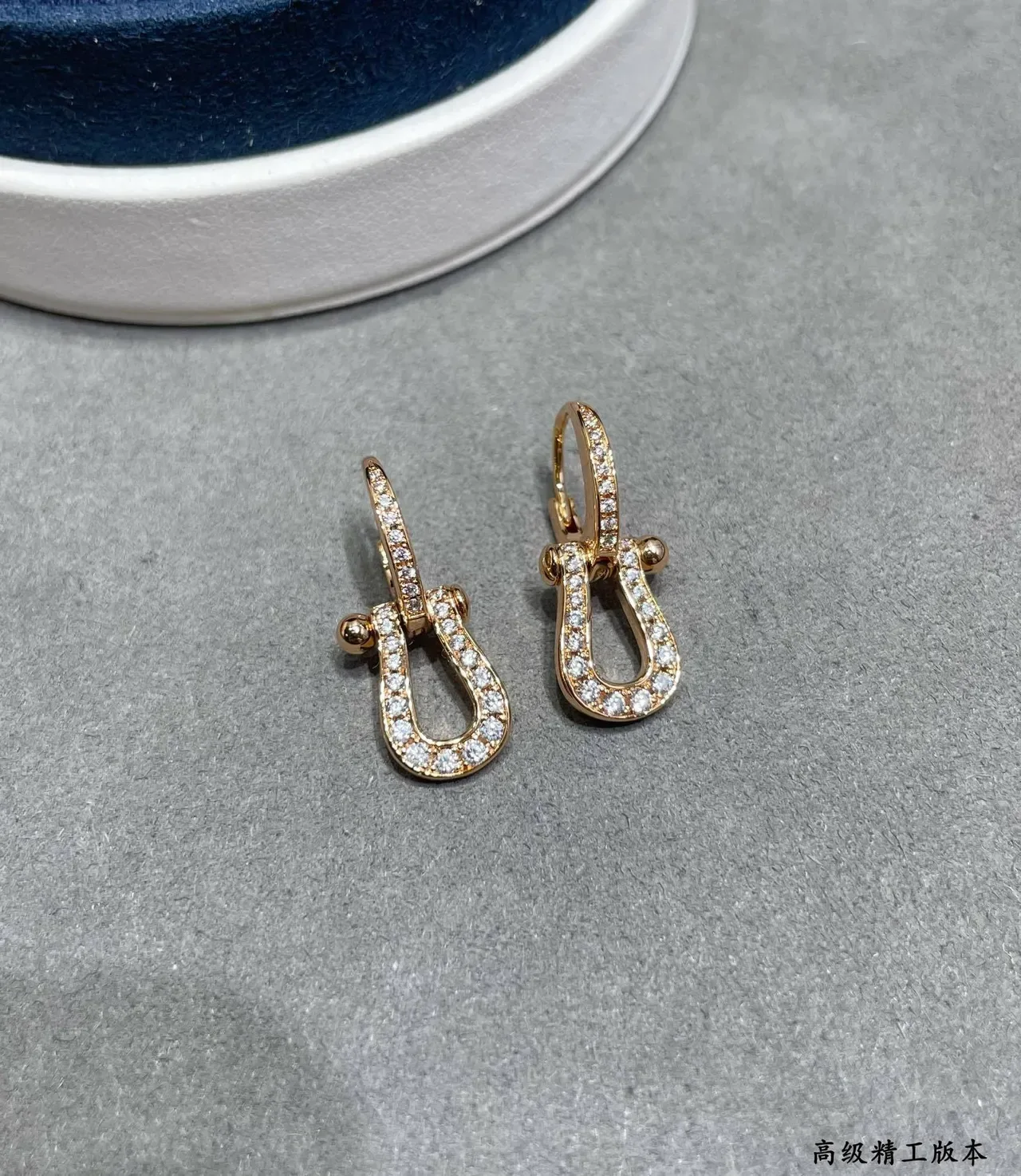 Gold and Silver Tone Pavé Shackle Earrings 3