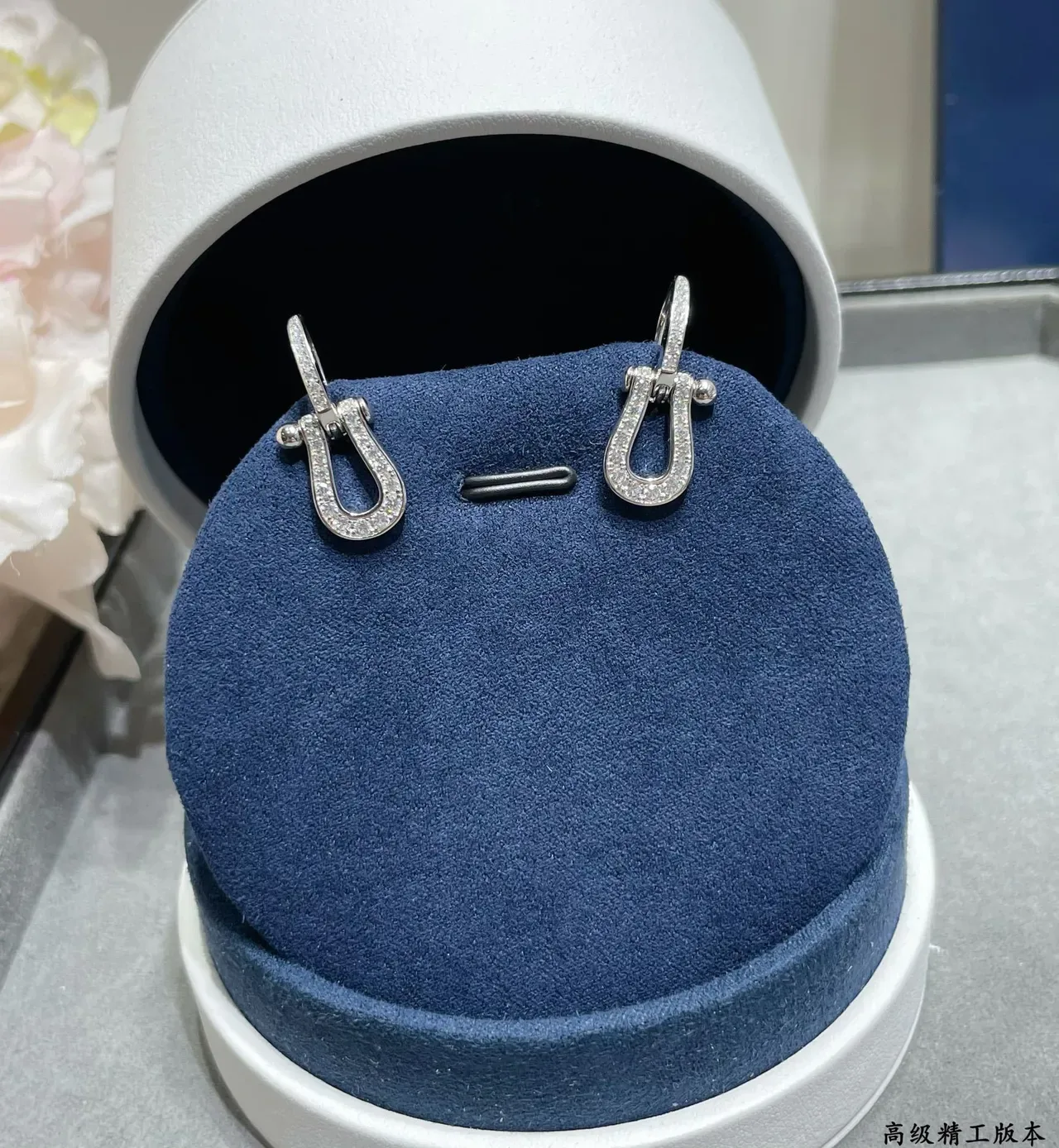Gold and Silver Tone Pavé Shackle Earrings 5