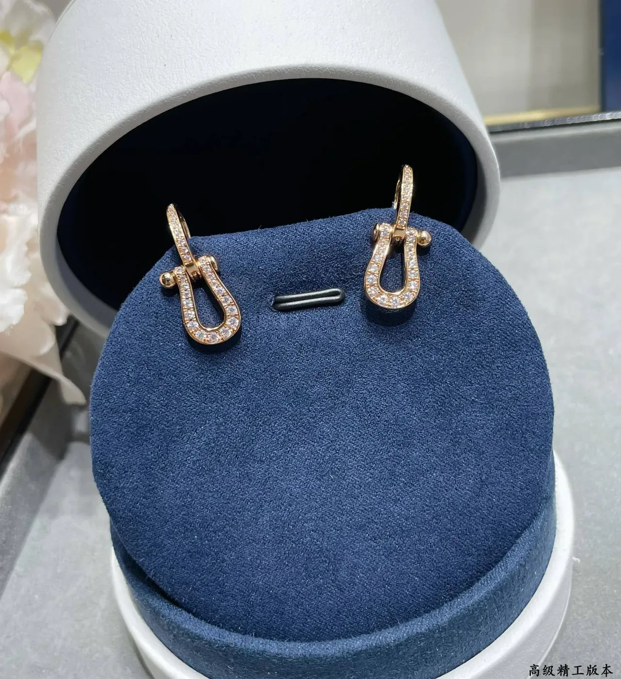 Gold and Silver Tone Pavé Shackle Earrings 6