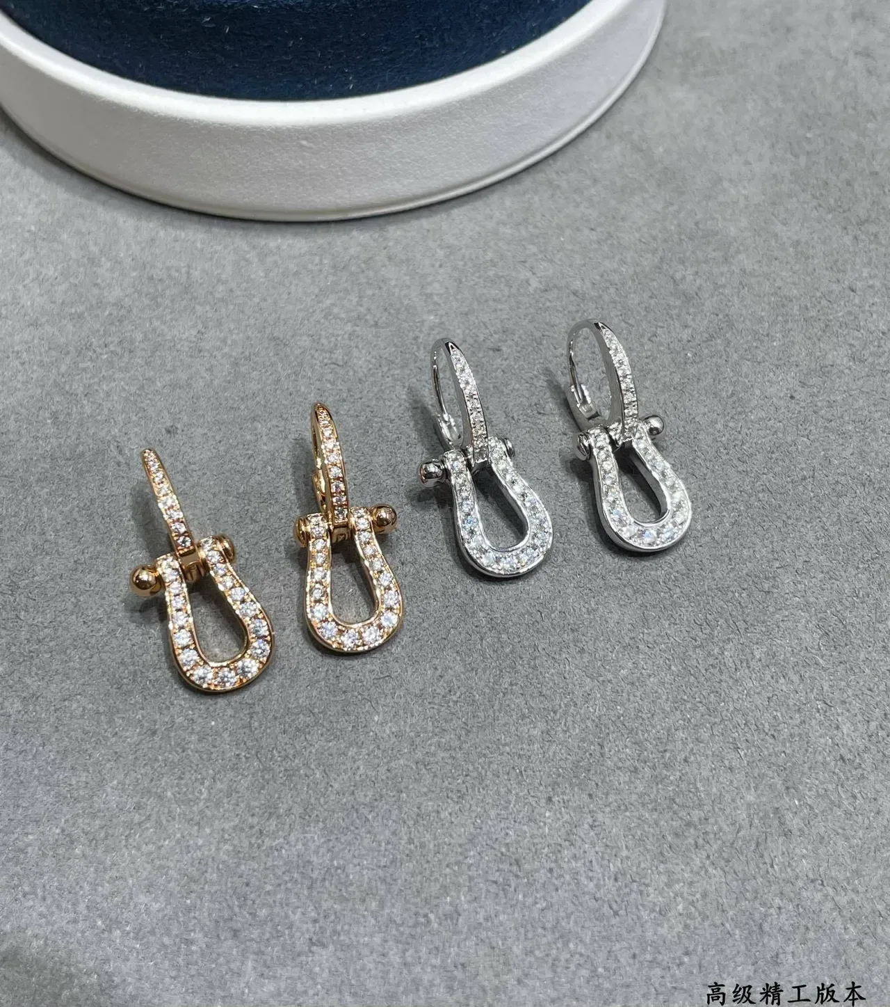 Gold and Silver Tone Pavé Shackle Earrings 7