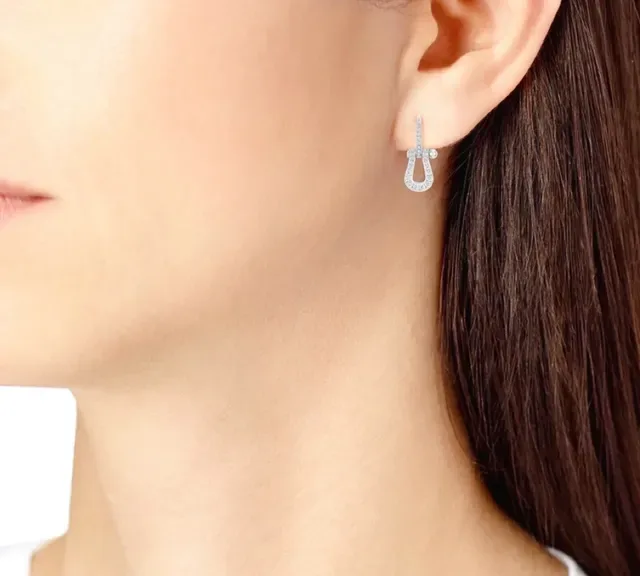 Gold and Silver Tone Pavé Shackle Earrings 8