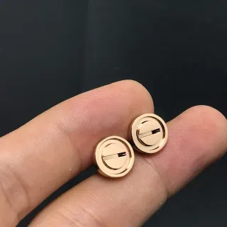 Gold Circular Stud Polished Earrings