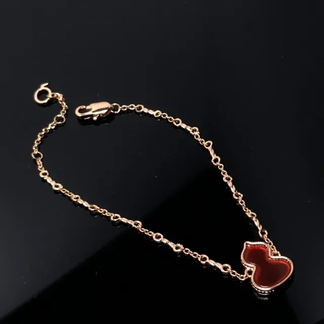 Gold Multicolor Chain Heart-Shaped Enamel Charms Bracelet 4