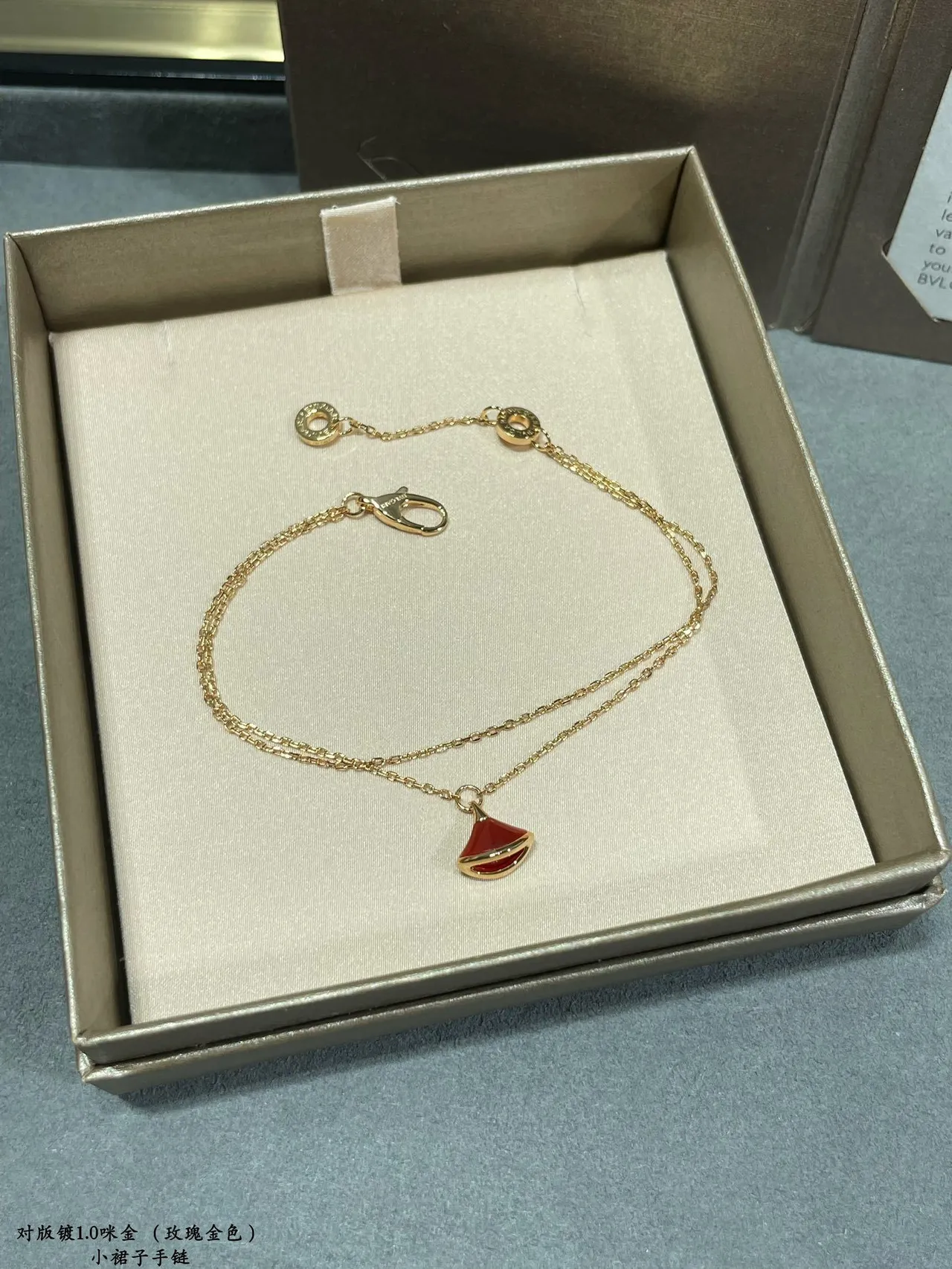 Gold Multicolor Double-Chain Fan-Shaped Pendant Bracelet 6