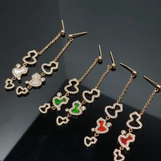 Gold Multicolor Heart-Shaped Outlines Pave-Set Crystals Earrings