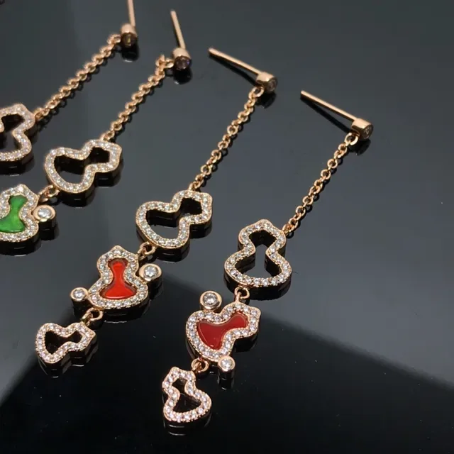 Gold Multicolor Heart-Shaped Outlines Pave-Set Crystals Earrings 4