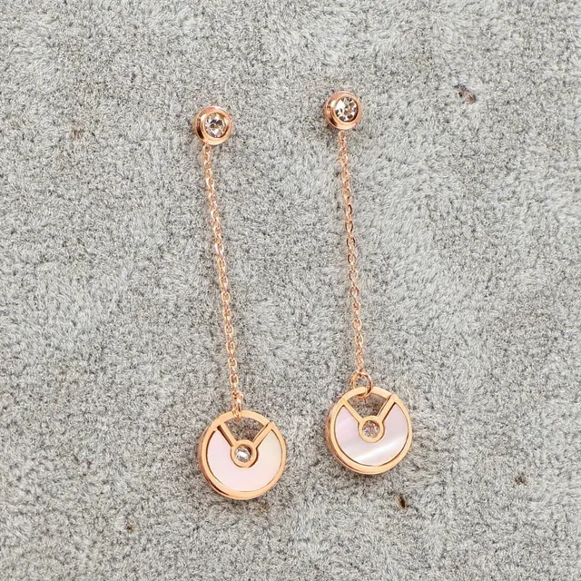 Gold Red Chain-Dangle Earrings 4